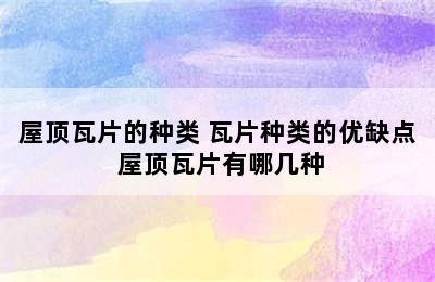 屋顶瓦片的种类 瓦片种类的优缺点 屋顶瓦片有哪几种